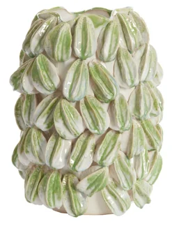 Light & Living Vazen|Vaas Carambola Keramiek, kleur Crème//Groen Cru00e8me