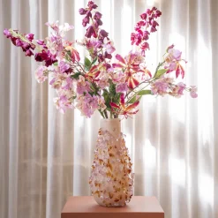 By-Boo Vazen|Vaas Quartz Glas, 40cm hoog Oranje