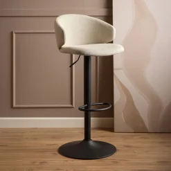 Bendt Barkruk Met Rugleuning|Barkruk Verstelbaar|Verstelbare Barkruk Larue kleur (zithoogte 61-82cm) Beige