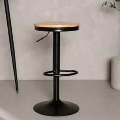 Nohr Barkruk Verstelbaar|Barkruk Hout|Verstelbare Barkruk Tiani Eikenlook (zithoogte 60-80cm) Zwart