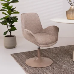 WOOOD Eetkamerstoelen Met Armleuning|Verstelbare Eetkamerstoel Marten Geweven stof, kleur Zand