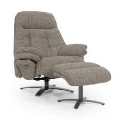 Eleonora Fauteuil Stof / Textiel|Fauteuil Bouclé / Teddy|Verstelbare Fauteuil Caleb Met voetenbank, Bouclé