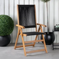 Nohr Verstelbare Tuinstoelen|Verstelbare Tuinstoel Shaelynn Acaciahout Zwart