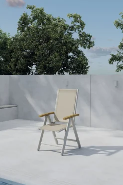 Nohr Verstelbare Tuinstoelen|Verstelbare Tuinstoel Taysha kleur /Teak Beige