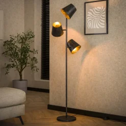 LifestyleFurn Vloerlampen|Verstelbare Vloerlamp Jo 3-lamps, Ø18cm, kleur Charcoal