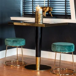 Richmond Interiors Bistrotafels|Vierkante Bistrotafel Can Roca Faux Marmer, 70 x 70cm Zwart