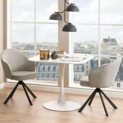 Bendt Bistrotafels|Vierkante Bistrotafel Tempest Keramiek met marmerlook, 90 x 90cm