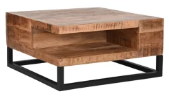 LABEL51 Vierkante Salontafel|Vierkante Salontafel Cube Mangohout, 80 x 80cm Rough