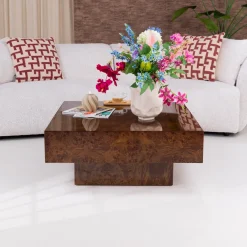 Dutchbone Vierkante Salontafel|Vierkante Salontafel Quinn 90 x 90cm, kleur Walnoot