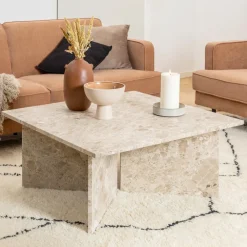 Bendt Vierkante Salontafel|Vierkante Salontafel Shaunika Marmer, 90 x 90cm