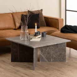 Bendt Vierkante Salontafel|Vierkante Salontafel Shaunika Marmer, 90 x 90cm