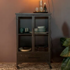 ZILT Buffetkasten & Vitrinekasten|Vitrinekast Bony Op wieltjes