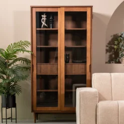 LABEL51 Buffetkasten & Vitrinekasten|Vitrinekast Jule Eiken en glas, 180 x 100cm