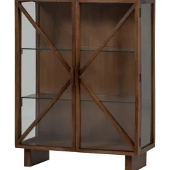 WOOOD Buffetkasten & Vitrinekasten|Vitrinekast Kella Mangohout en glas, 132 x 100cm