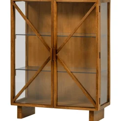 WOOOD Buffetkasten & Vitrinekasten|Vitrinekast Kella Mangohout en glas, 132 x 100cm