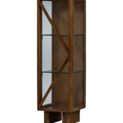 WOOOD Buffetkasten & Vitrinekasten|Vitrinekast Kella Mangohout en glas, 137 x 40cm