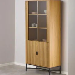 Bendt Buffetkasten & Vitrinekasten|Vitrinekast Lisette Eikenhout, 180 x 80cm Naturel