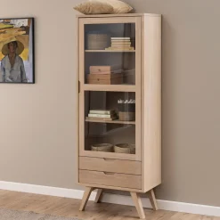 Bendt Buffetkasten & Vitrinekasten|Vitrinekast Mads 190 x 72cm, licht eikenfineer Beige
