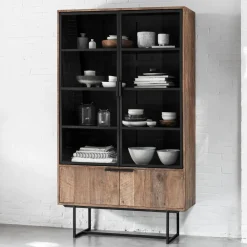 DTP Home Buffetkasten & Vitrinekasten|Vitrinekast Odeon Teakhout, 210 x 120cm Bruin