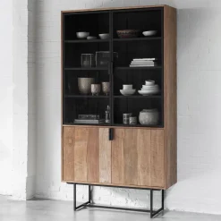DTP Home Buffetkasten & Vitrinekasten|Vitrinekast Odeon Teakhout, 220 x 120cm Bruin