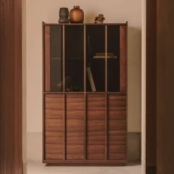 Kave Home Buffetkasten & Vitrinekasten|Vitrinekast Onix Notenhout, 170 x 100cm