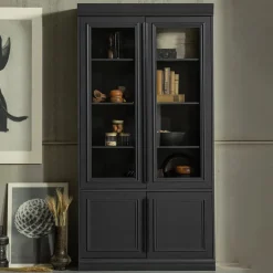 WOOOD Buffetkasten & Vitrinekasten|Vitrinekast Organize Grenen Mat Zwart