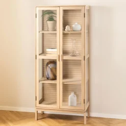 Bendt Buffetkasten & Vitrinekasten|Vitrinekast Sharalyn Eiken, 180 x 80cm Wit