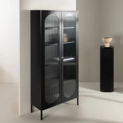 Nohr Buffetkasten & Vitrinekasten|Vitrinekast Tilla Staal en glas, 180 x 80cm