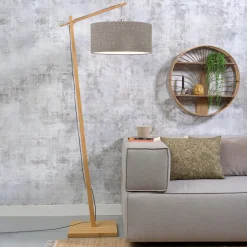GOOD&MOJO Vloerlampen|Vloerlamp Andes Naturel, Bamboe en Eco linnen
