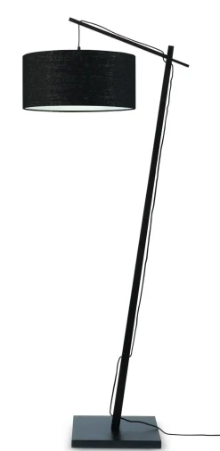 GOOD&MOJO Vloerlampen|Vloerlamp Andes Zwart, Bamboe en Eco linnen