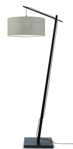 GOOD&MOJO Vloerlampen|Vloerlamp Andes Zwart, Bamboe en Eco linnen