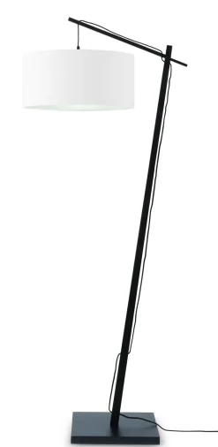 GOOD&MOJO Vloerlampen|Vloerlamp Andes Zwart, Bamboe en Eco linnen