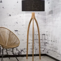 GOOD&MOJO Vloerlampen|Vloerlamp Annapurna Bamboe en Eco linnen