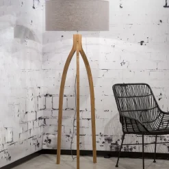 GOOD&MOJO Vloerlampen|Vloerlamp Annapurna Bamboe en Eco linnen