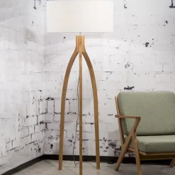 GOOD&MOJO Vloerlampen|Vloerlamp Annapurna Bamboe en Eco linnen
