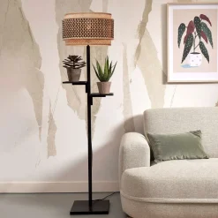 GOOD&MOJO Vloerlampen|Vloerlamp Bhutan Met 2 plankjes, Bamboe