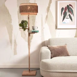 GOOD&MOJO Vloerlampen|Vloerlamp Bhutan Met 2 plankjes, Bamboe