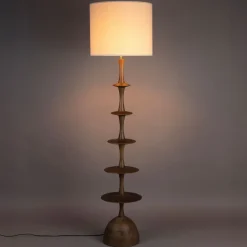 Dutchbone Vloerlampen|Vloerlamp Cath Mangohout en linnen, 180cm