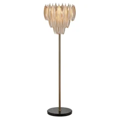 Richmond Interiors Vloerlampen|Vloerlamp Chloe Glas en Antique Brass, 168cm