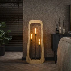 LifestyleFurn Vloerlampen|Vloerlamp Dain 120cm, Mangohout Massief mango naturel