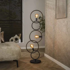 LifestyleFurn Vloerlampen|Vloerlamp Davion 3-lamps, Artic Black finish Artic zwart