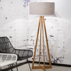 GOOD&MOJO Vloerlampen|Vloerlamp Everest Bamboe en Eco linnen