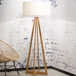 GOOD&MOJO Vloerlampen|Vloerlamp Everest Bamboe en Eco linnen