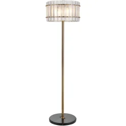 Richmond Interiors Vloerlampen|Vloerlamp Feline Glas en Antique Brass, 168cm