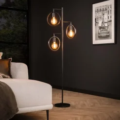 LifestyleFurn Vloerlampen|Vloerlamp Holley 3-lamps, Ø22cm, kleur Charcoal