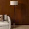 Dutchbone Vloerlampen|Vloerlamp Jackson Travertin en hout, 157cm hoog