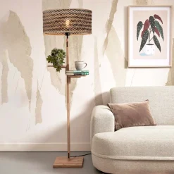 GOOD&MOJO Vloerlampen|Vloerlamp Java Met 2 plankjes, Bamboe