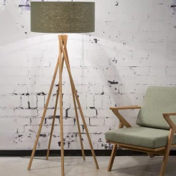 GOOD&MOJO Vloerlampen|Vloerlamp Kilimanjaro Bamboe en Eco linnen