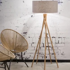 GOOD&MOJO Vloerlampen|Vloerlamp Kilimanjaro Bamboe en Eco linnen