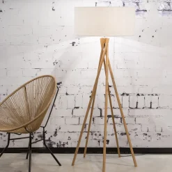 GOOD&MOJO Vloerlampen|Vloerlamp Kilimanjaro Bamboe en Eco linnen